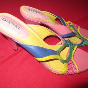DIESEL Vintage "LEO" Colorful Leather Heels Shoes